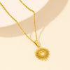 Golden Sunburst Heart Pendant Necklace – Waterproof and Anti-Tarnish