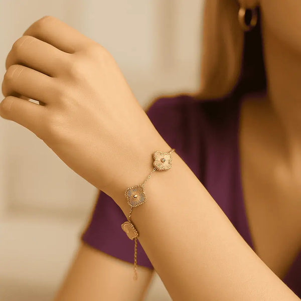 Golden Charm Clover Bracelet