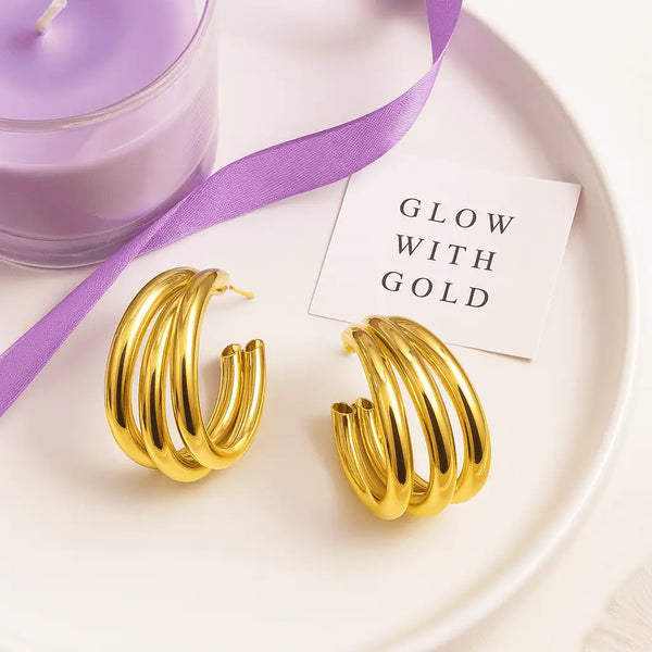 Seoul Shine Triple Hoop Earrings