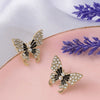 Midnight Pearl Butterfly Stud Earrings