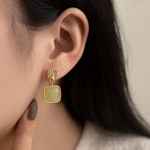 Olive Luxe Drop Earrings
