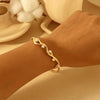 Golden Wave Pearl Cuff Bracelet