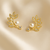 Korean Minimal Leaf Pearl Stud Earrings