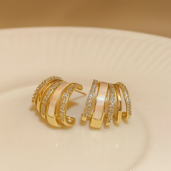 C-Shaped Multi-Layered Stud Earrings