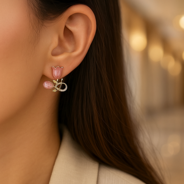 Blush Tulip Bloom Studs Earrings