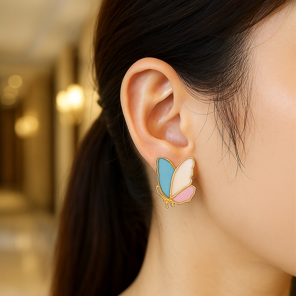 Pastel Pop Butterfly Studs – Cute & Colorful Charm