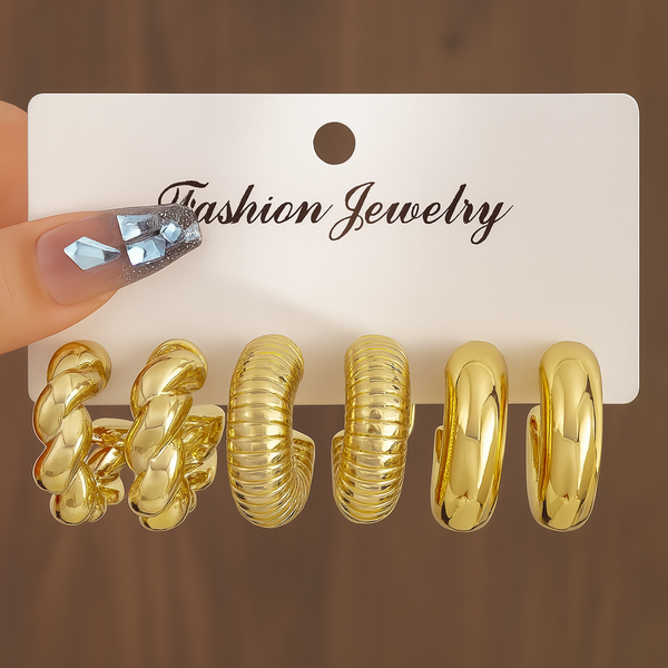 Golden Luxe Hoops Combo – Set of 3