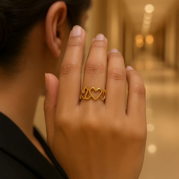 Golden Heart Loop Ring – Minimal & Elegant Love Band