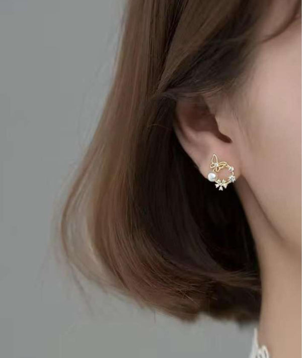 Pearl Flutter Halo Stud Earrings