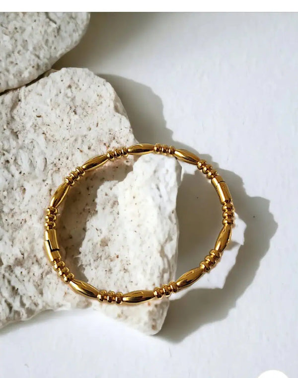 Golden Beaded Classic Bangle Bracelet