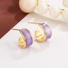 Lavender Enameled Hoop Earrings