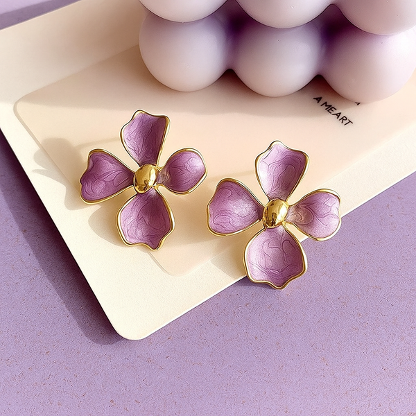 Lavender Bloom Stud Earrings