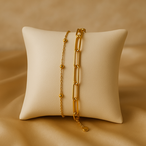 Golden Duo Minimal Chain Bracelet,