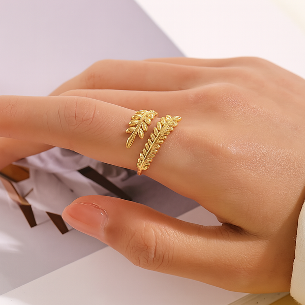 Golden Olive Leaf Wrap Ring