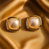Pearl & Diamond Stud Earrings