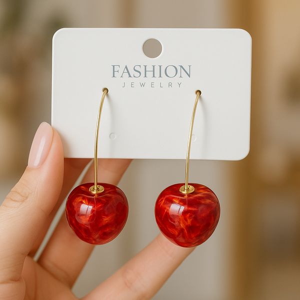 Cherry Drop Resin Earrings