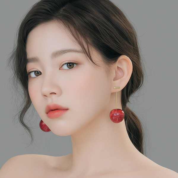 Cherry Drop Resin Earrings