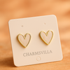 White Enamel Heart Stud Earrings