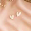 White Enamel Heart Stud Earrings