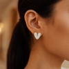 White Enamel Heart Stud Earrings