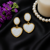 White Elegance Heart Drops Earrings