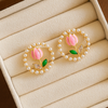 Pearl Lotus Bloom stud Earrings