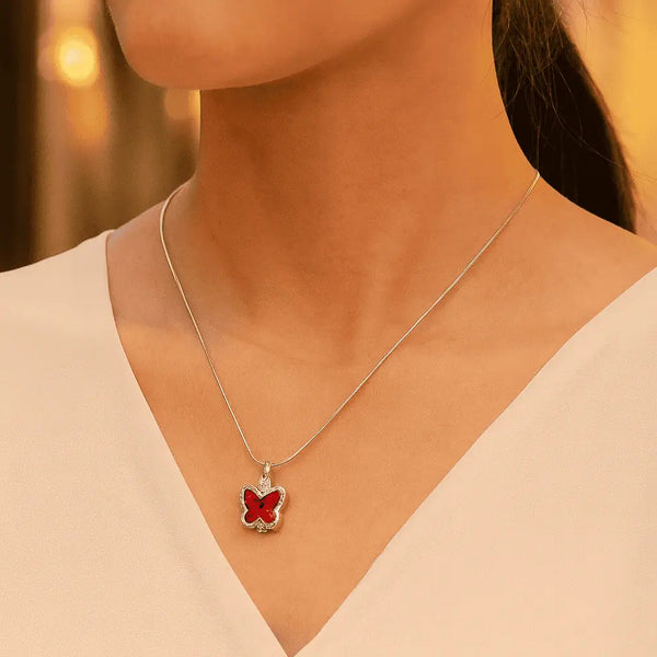 Crystal Charm Butterfly Pendant Necklace (Interchangeable Colors)