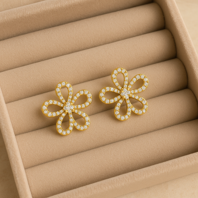 Glitter Bloom Studs Earrings