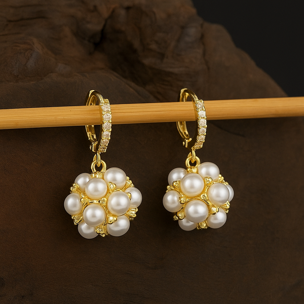 Pearl Cluster Drop Earrings