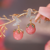 Pink Cherry Charm Earrings