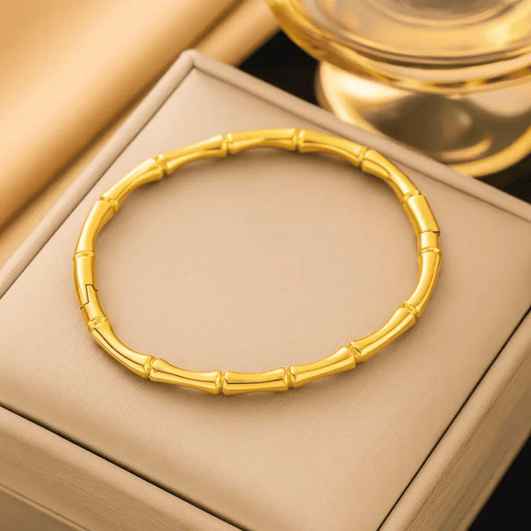 Golden Bamboo Textured Bangle