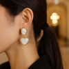White Elegance Heart Drops Earrings