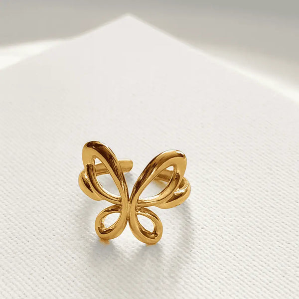 Golden Butterfly Adjustable Ring