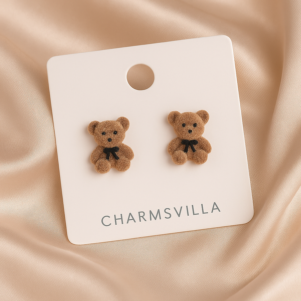 Tiny Teddy Charm Studs Earrings