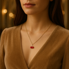 “The Red Cherry Pendant Necklace – Anti‑Tarnish Korean Style”