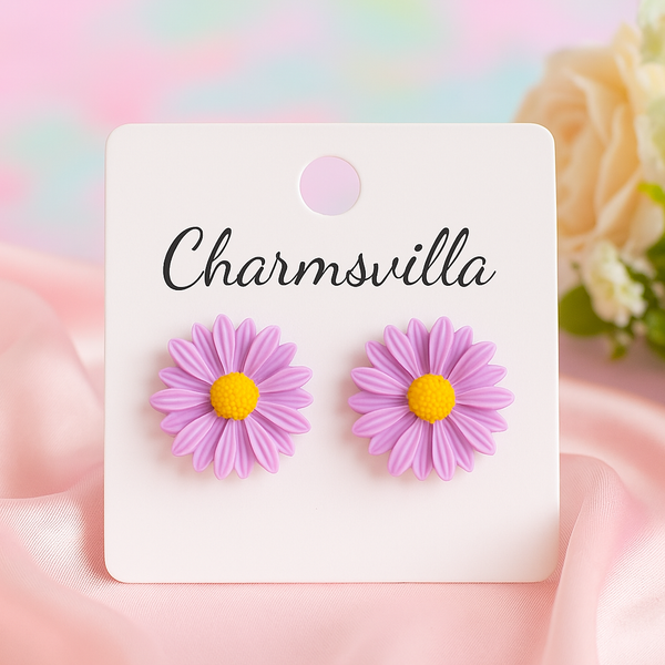 Lilac Daisy Studs Earrings