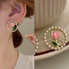 Pearl Lotus Bloom stud Earrings