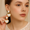 White Elegance Heart Drops Earrings