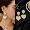 White Elegance Heart Drops Earrings