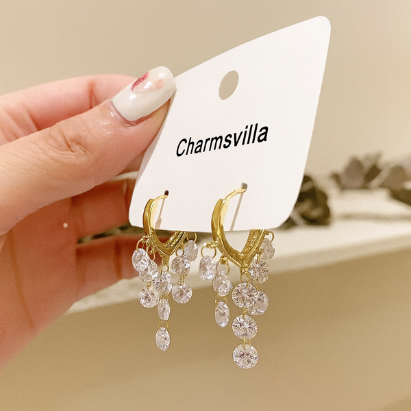 Crystal Cascade Hoop Earrings