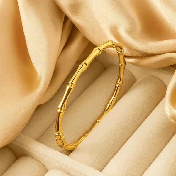 Golden Bamboo Textured Bangle