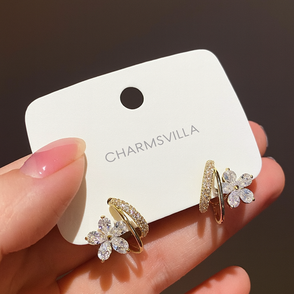 Sparkle Bloom Hoops Earrings