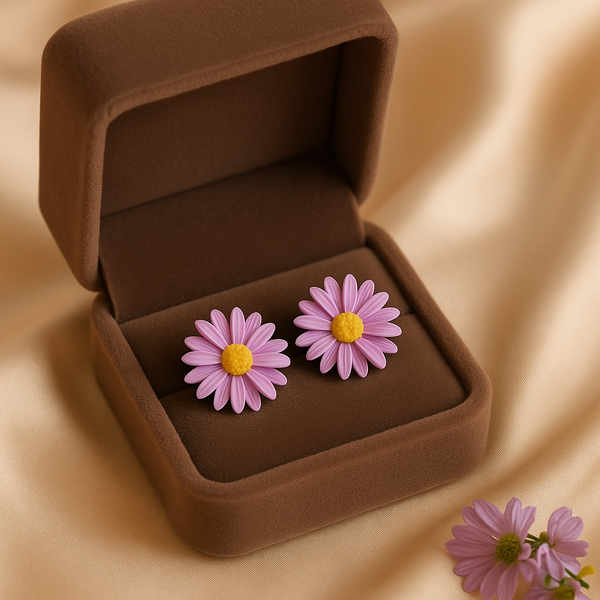 Lilac Daisy Studs Earrings