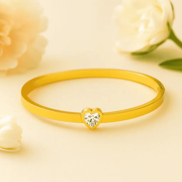 Heartstone Minimal Gold Kada Bracelet