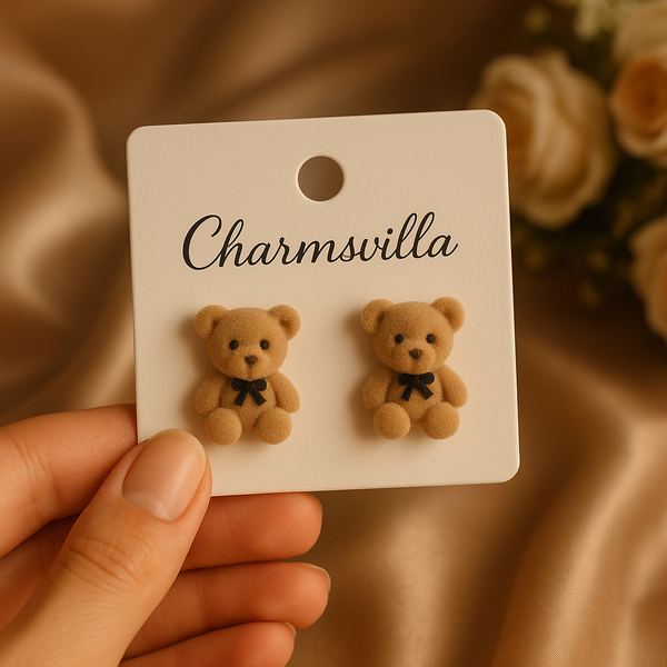 Tiny Teddy Charm Studs Earrings