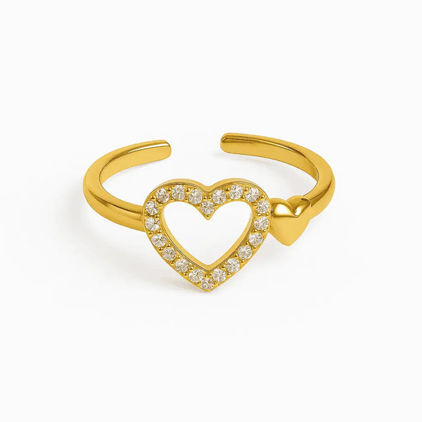 Golden Heart Sparkle Adjustable Ring