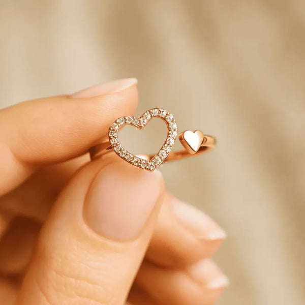 Golden Heart Sparkle Adjustable Ring