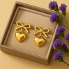 Bow & Heart Charm - Anti Tarnish Earrings