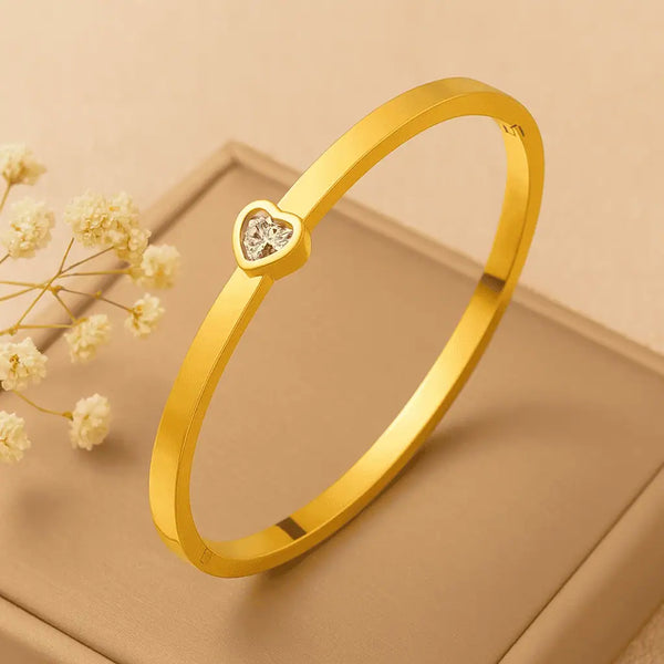 Heartstone Minimal Gold Kada Bracelet