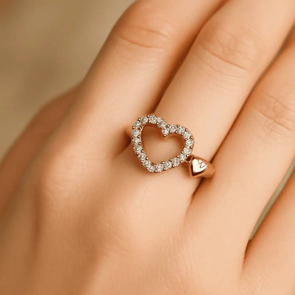 Golden Heart Sparkle Adjustable Ring
